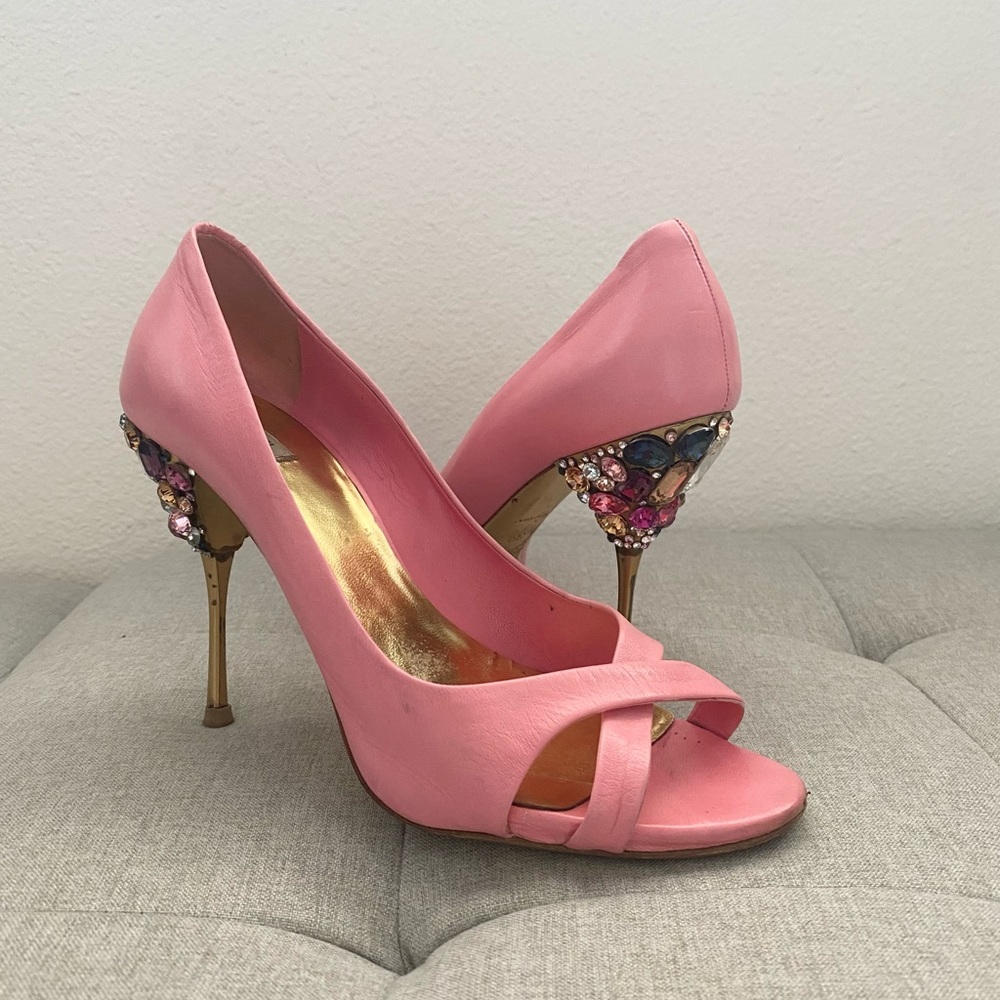 Miu Miu Pink Embellished Heels